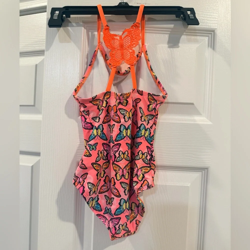 Wonder Nation Pink Butterfly Kids Swim One Piece